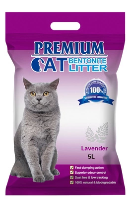Premium-Katzenklumpstreu aus Bentonit - Lavendel für Katzen 5L