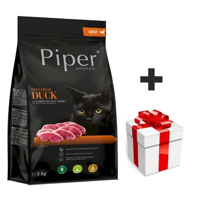 DOLINA NOTECI Piper Tiere mit Ente für Katzen 3kg + Überraschung für die Katze
