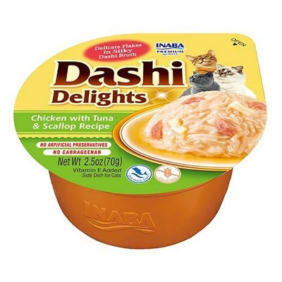 Inaba DASHI Ergänzungsfuttermittel für Katzen - Brühe mit Huhn- und Thunfischgeschmack 70 g