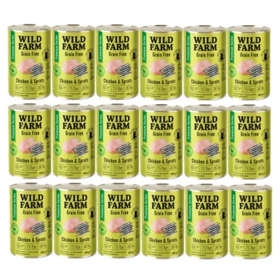 WILD FARM Premium Grain Free Huhn und Sprotten 18x400g - getreidefreies Katzenfutter