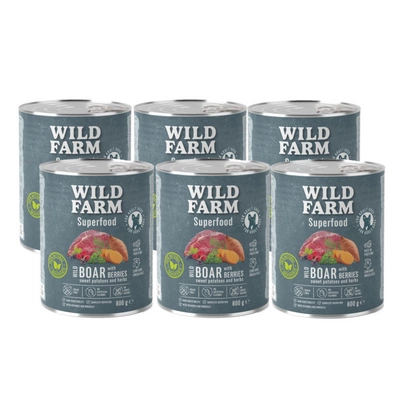 WILD FARM Superfood Wildschwein (Hirschfleisch mit Süßkartoffeln, Beeren und Kräutern) 6x800g getreidefreies Hundefutter