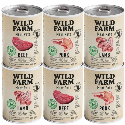 WILD FARM Pasteten Mix Flavours 6x400g glutenfreies Hundefutter