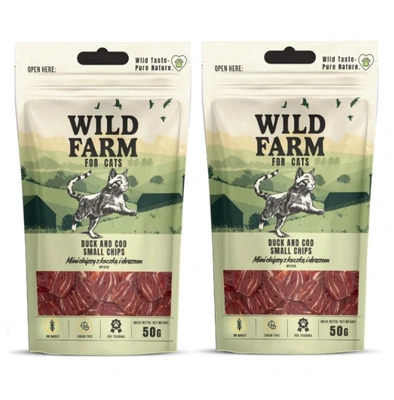WILD FARM Chips mit Ente und Kabeljau 2x50 g Leckerbissen für Katzen