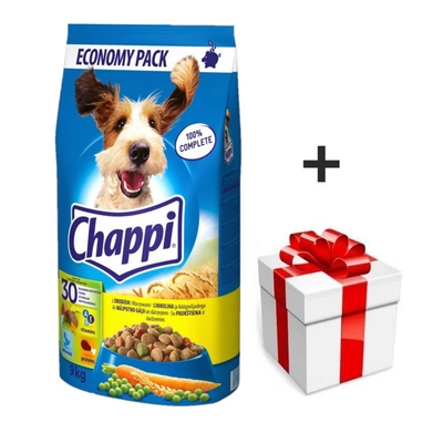 CHAPPI 9 kg – Trockenfutter für Hunde mit Geflügel und Gemüse + Überraschung für den Hund