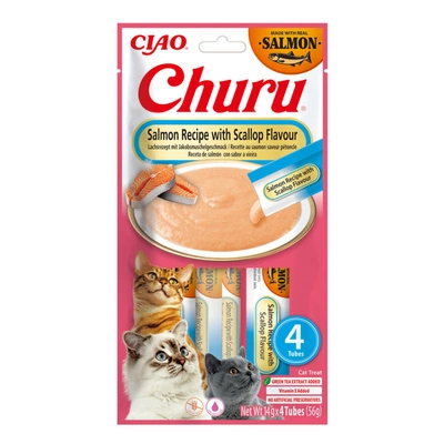 INABA CAT CHURU Lachs mit Jakobsmuschel 4x14g