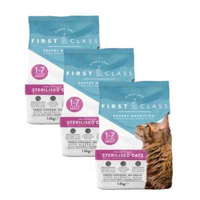 Erstklassig sterilisiert 3x1,5 kg – Trockenfutter für sterilisierte Katzen mit Hühnergeschmack