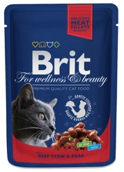 Brit Premium Cat für ausgewachsene Katzen mit Rindfleisch und Erbsen 100g