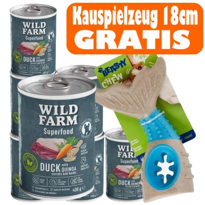Wild Farm Superfood Ente 6x400g getreidefreies Hundefutter