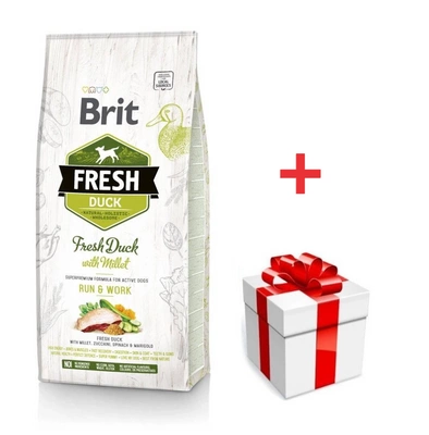 Brit Fresh Duck & Millet Adult Run & Work 12kg + eine Überraschung für Ihren Hund GRATIS!