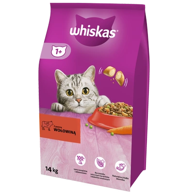 WHISKAS Katzentrockenfutter 1+ mit Rindfleisch 14kg