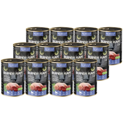 DOLINA NOTECI Super Rafi Katzenfleisch P&F mit Wachtel- und Kaninchenleber 12x400g