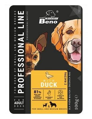 SUPER BENO Adult Sachet für kleine und mittlere Hunde mit Ente 100g