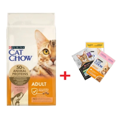 Purina Cat Chow Adult Thunfisch und Lachs 15kg + 3 x Katzenfutter GRATIS!