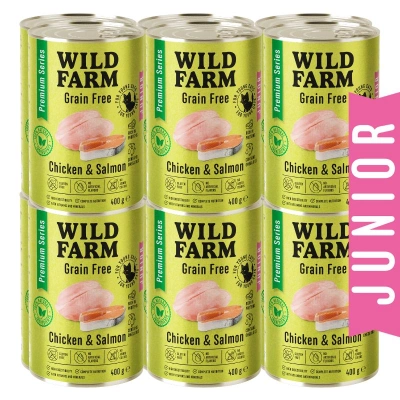 WILD FARM Premium Grain Free Chicken and Salmon Junior 12x400g - getreidefreies Futter für Kätzchen