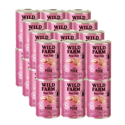 WILD FARM Pastete Schweinefleisch 24x400g - glutenfreies Katzenfutter
