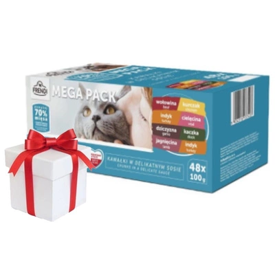 Frendi Sachets für Katzen Fleischgeschmack in Sauce 48x100g + Überraschung für die Katze GRATIS!