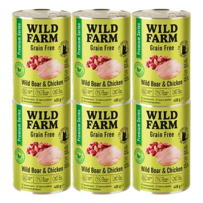 WILD FARM Premium Grain Free Wildschwein und Huhn 6x400g - getreidefreies Katzenfutter