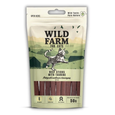 WILD FARM Rindersticks mit Taurin 50g Katzenleckerli