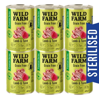 WILD FARM Premium Grain Free Lamm und Thunfisch 6x400g - getreidefreies Futter für sterilisierte Katzen