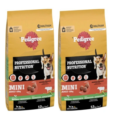 PEDIGREE Trockenfutter für kleine Hunderassen mit Rindfleisch und Gemüse 2x12 kg