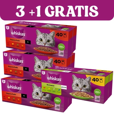 WHISKAS Adult Beutel 120x85g Classic Meals + 40x85g GRATIS
