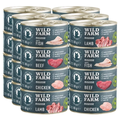 WILD FARM Mousse Geschmacksmix 24x85g - getreidefreie Mousse für Katzen