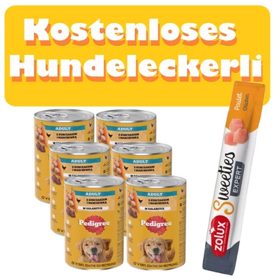 PEDIGREE Adult Dose 6x1200g - Nasses Alleinfuttermittel für ausgewachsene Hunde, mit Huhn in Gelee