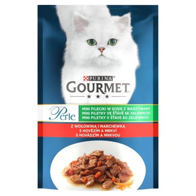 Purina Gourmet Perle Katzenfutter Minifilets in Sauce mit Rindfleisch und Karotten 85 g