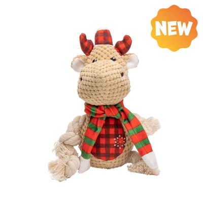 UNIQ PETS Plüschtier für Hunde mit Quietschfunktion Rudolph mit Quietscher 27x12x12cm