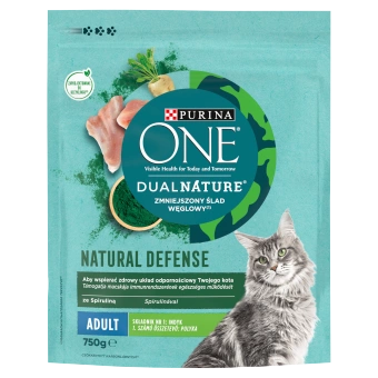 PURINA ONE DualNature Natural Defense Adult Futter für ausgewachsene Katzen, Truthahn, 750g
