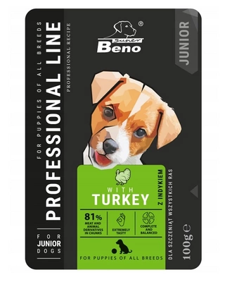 SUPER BENO Junior Beutel für Welpen aller Rassen mit Truthahn 100g