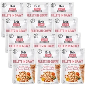 Brit Care Cat Pouches Filets in Bratensoße mit zartem Truthahn & schmackhaftem Lachs 12x85g -2% Rabatt auf das Set