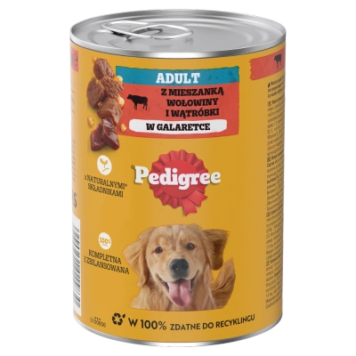 Pedigree Nassfutter für ausgewachsene Hunde mit Rindfleisch-Gelee Dose 400g