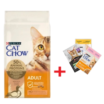 Purina Cat Chow Adult Ente 15kg + 3 x Katzenfutter GRATIS!