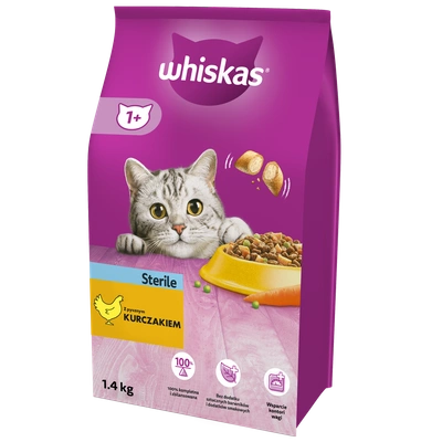 WHISKAS Sterile 1.4kg - Katzentrockenfutter für Katzen nach der Sterilisation mit Huhn