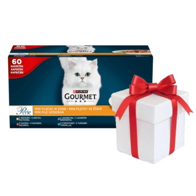 Purina Gourmet Perle Mini Filets in Sauce Katzenfutter 60x85g + Überraschung für die Katze GRATIS!