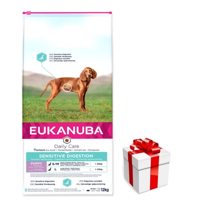 Eukanuba Daily Care Welpe Sensitive Verdauung 12kg + eine Überraschung für Ihren Hund!