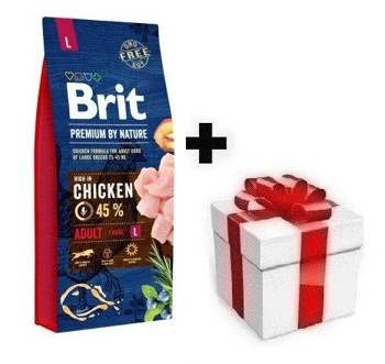 Brit Premium By Nature Adult L mit Huhn 15kg + Überraschung für den Hund