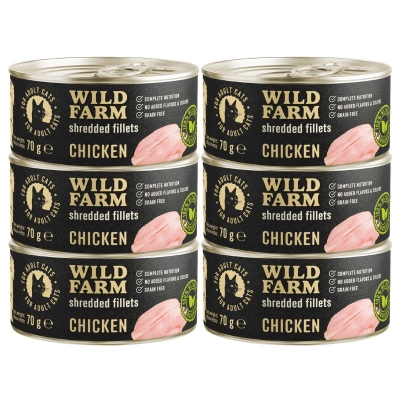 WILD FARM Fillets Chicken 6x70g - getreidefreies Katzennassfutter in Brühe