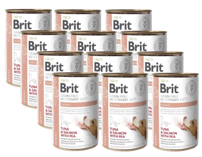Brit Grain Free Veterinary Diet Dog Renal Tuna, Salmon & Peas 12x400g