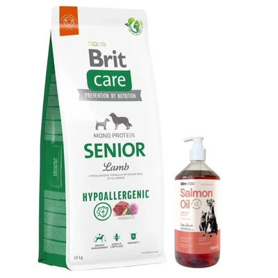 BRIT CARE Hypoallergenes Senior Lamm 12kg & Lab-v Lachsöl 1000 ml