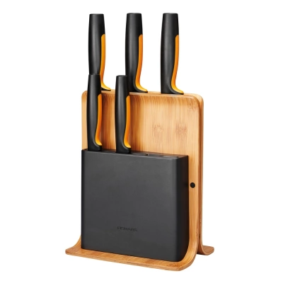 Fiskars Messerset mit 5 Messern im Bambusblock