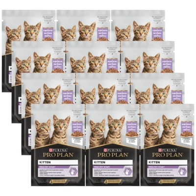 PRO PLAN Nutrisavour Kitten Food zarte Stücke mit Pute in Sauce 12x85g
