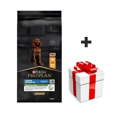 Purina Pro Plan Large Puppy Athletic Optistart, Huhn und Reis, 12 kg + Überraschung für den Hund