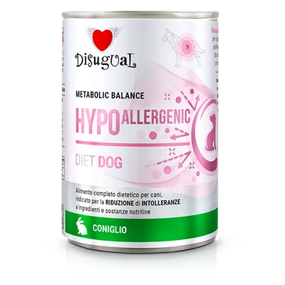 Disgual Nassfutter für Hunde, veterinärmedizinisch, hypoallergen, Kaninchen (ausgewachsen), 400 g