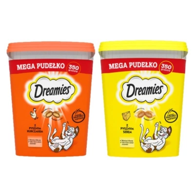 DREAMIES Mega Box 2x350 g – Ergänzungsfuttermittel für ausgewachsene Katzen, Geschmacksmischung