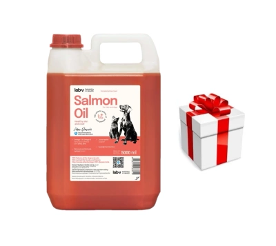LAB V Lachsöl für Hunde und Katzen 5000ml + Überraschung für die Katze GRATIS!