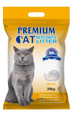 Premium-Katzenklumpstreu aus Bentonit - Zitrone für Katzen 20kg