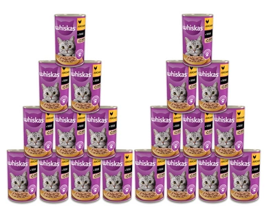 WHISKAS Nassfutter 1+ mit Huhn in Sauce 24x400g