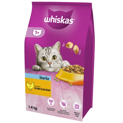 WHISKAS Sterile 3,8 kg – Trockenfutter für ausgewachsene Katzen nach der Kastration, mit leckerem Huhn